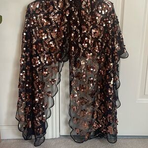 Bronze and black sequin scarf